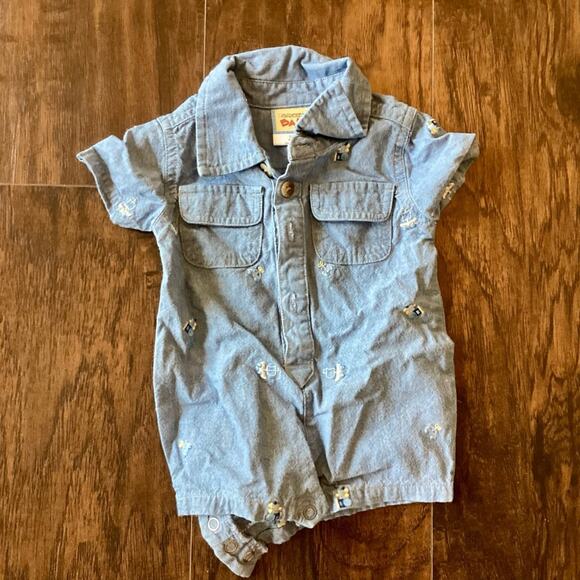 Train Embroidery Cotton One Piece - Picture 1 of 6